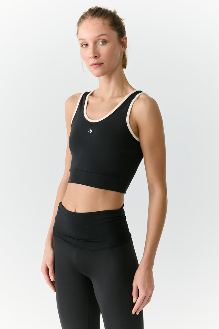 YANELİS Urban Beat Kadın Biyeli Sportswear Crop Siyah Atlet