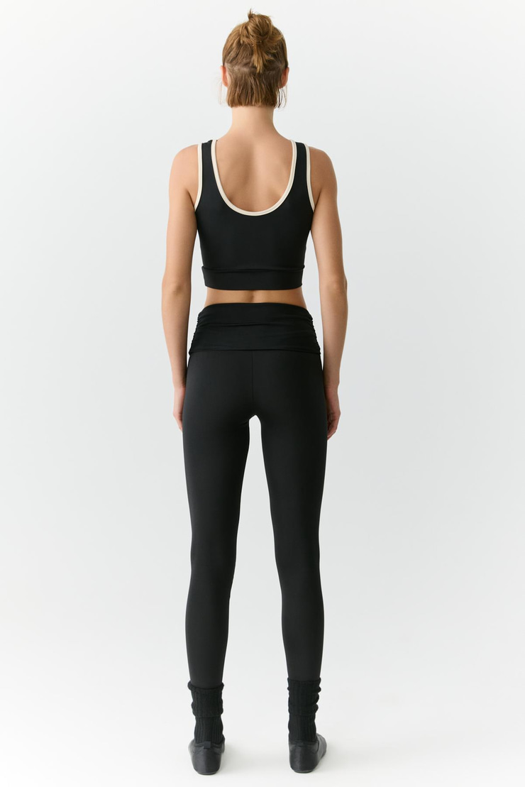 YANELİS Urban Beat Kadın Biyeli Sportswear Crop Siyah Atlet