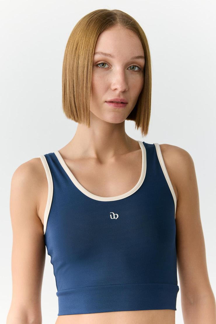 YANELİS Urban Beat Kadın Biyeli Sportswear Crop Lacivert Atlet
