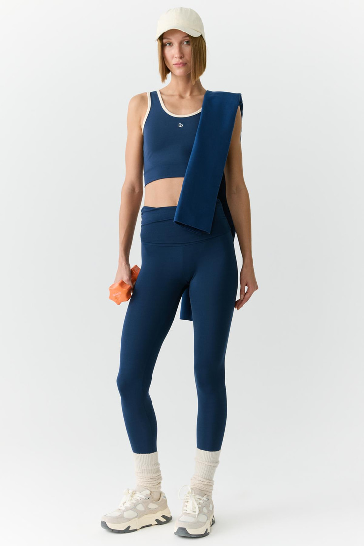 YANELİS Urban Beat Kadın Biyeli Sportswear Crop Lacivert Atlet