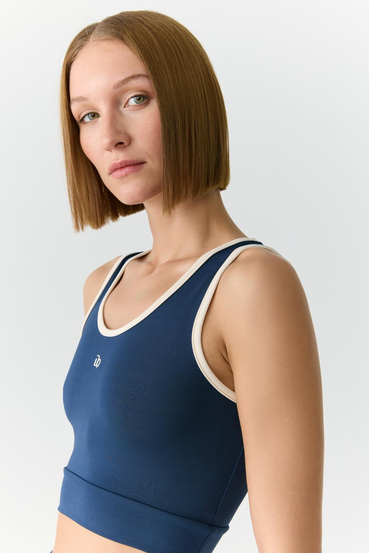 YANELİS Urban Beat Kadın Biyeli Sportswear Crop Lacivert Atlet