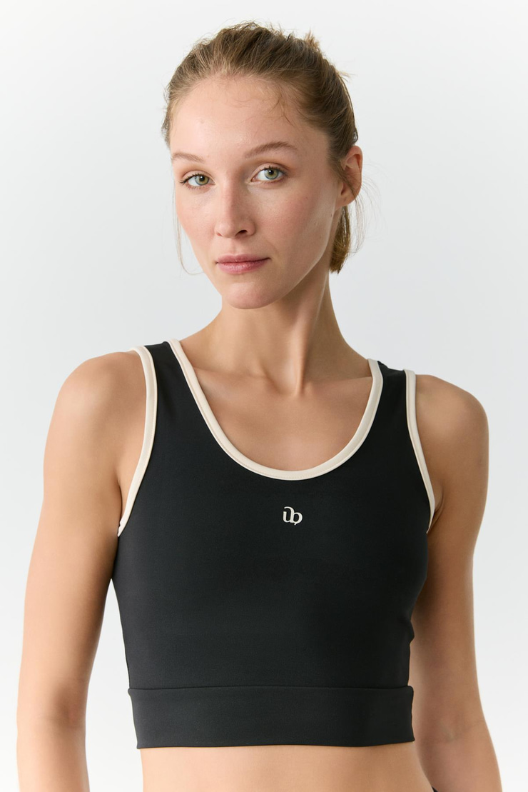 YANELİS Urban Beat Kadın Biyeli Sportswear Crop Siyah Atlet