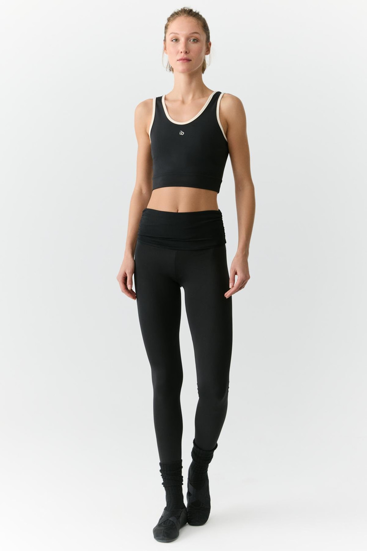 YANELİS Urban Beat Kadın Biyeli Sportswear Crop Siyah Atlet