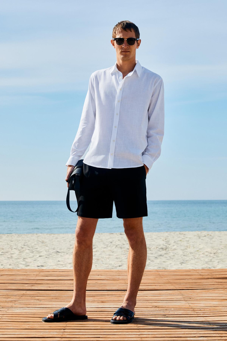 YORDI Erkek Gömlek Yaka Manşetli Flamlı Oxford Kumaş Regular Fit Beyaz Gömlek