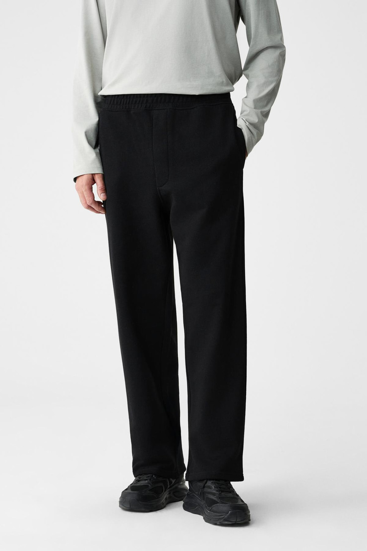 ZENITH Erkek Organik Pamuklu Beli Lastikli 4 Cepli Relaxed Fit Siyah Eşofman Altı