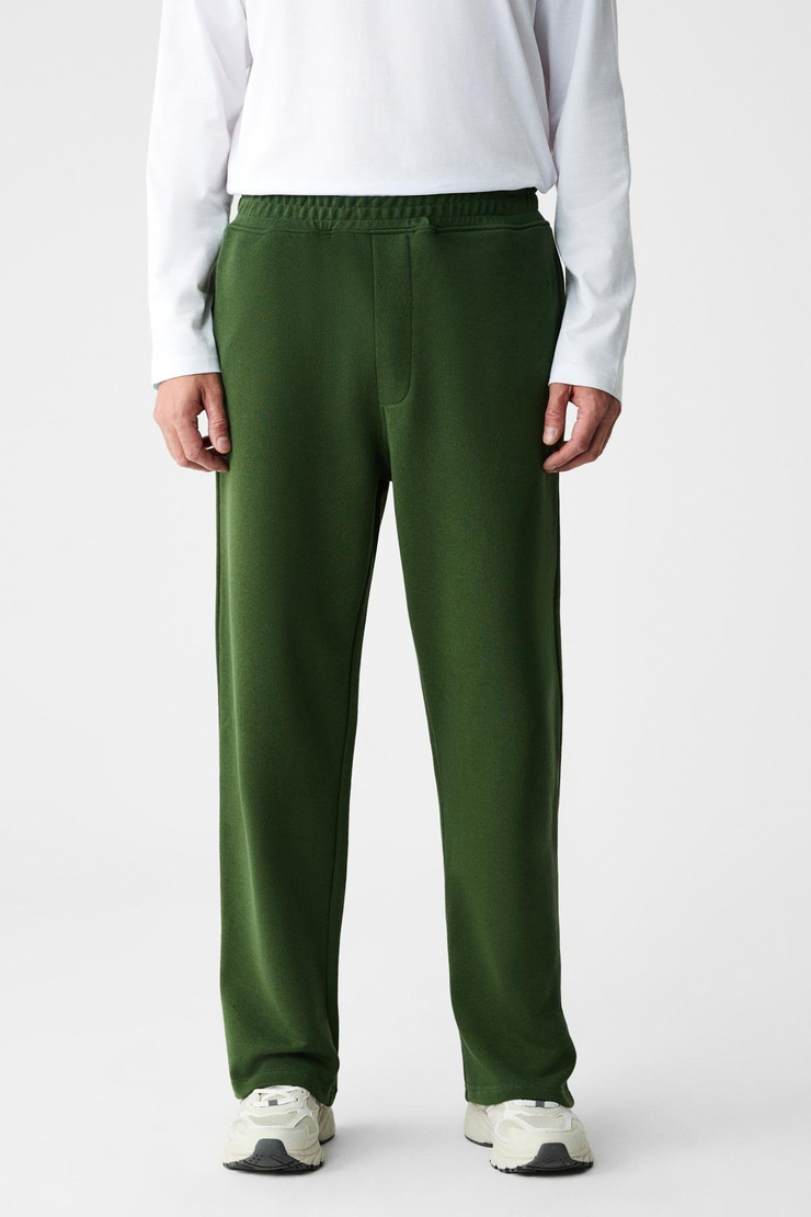 ZENITH Erkek Organik Pamuklu Beli Lastikli 4 Cepli Relaxed Fit Haki Eşofman Altı