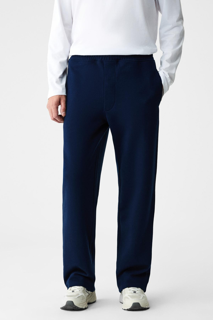 ZENITH Erkek Organik Pamuklu Beli Lastikli 4 Cepli Relaxed Fit Lacivert Eşofman Altı