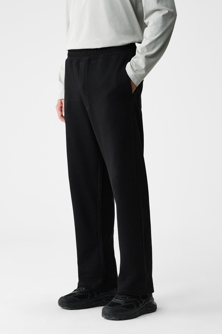 ZENITH Erkek Organik Pamuklu Beli Lastikli 4 Cepli Relaxed Fit Siyah Eşofman Altı