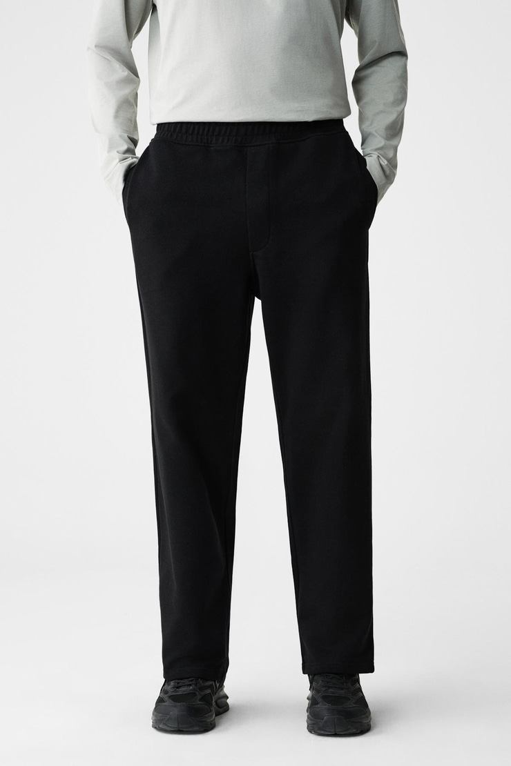 ZENITH Erkek Organik Pamuklu Beli Lastikli 4 Cepli Relaxed Fit Siyah Eşofman Altı