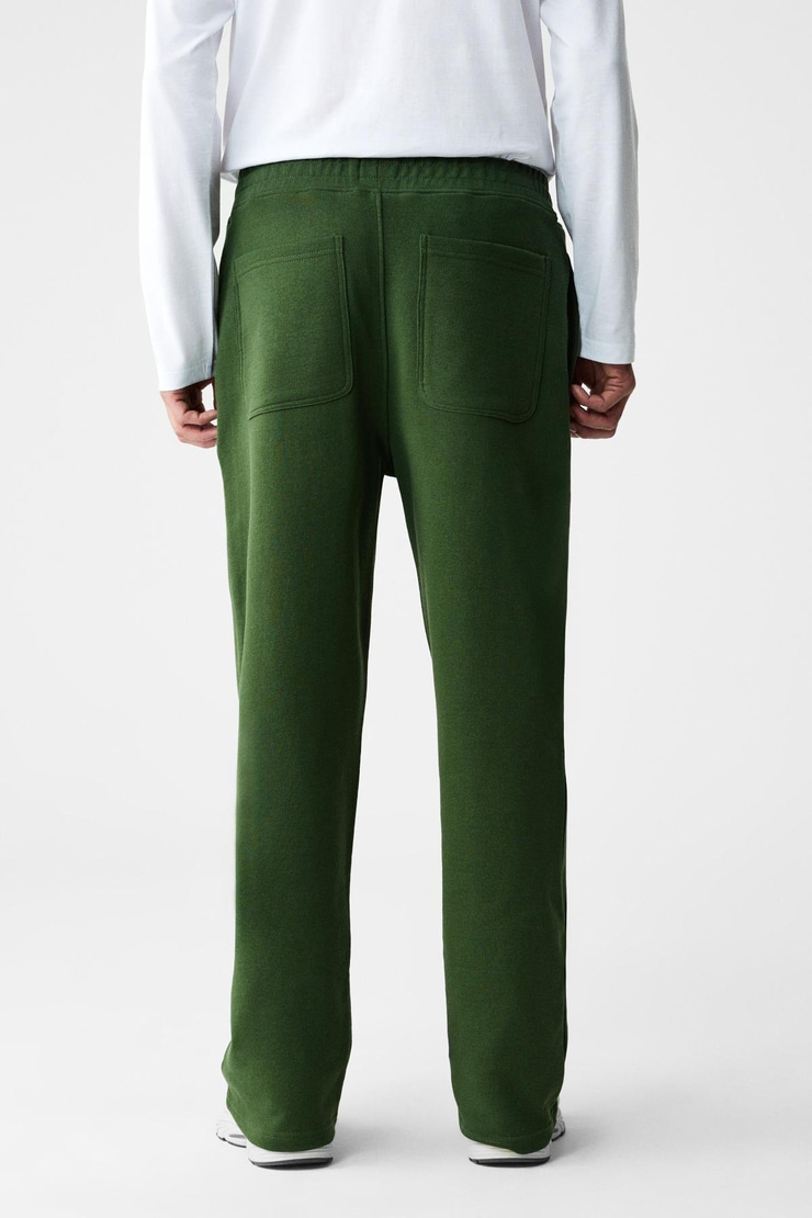 ZENITH Erkek Organik Pamuklu Beli Lastikli 4 Cepli Relaxed Fit Haki Eşofman Altı