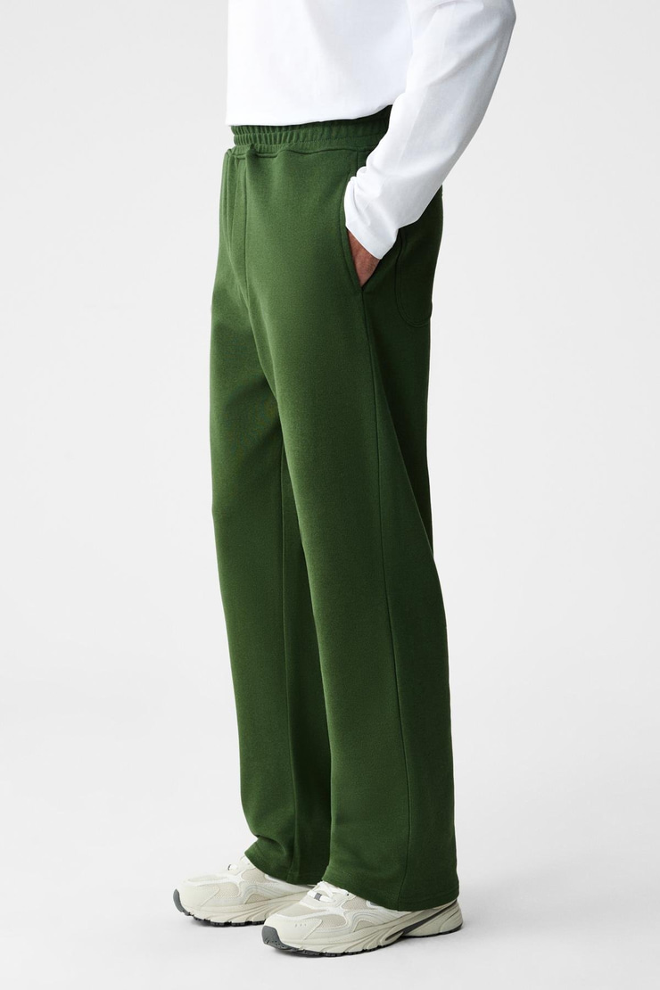 ZENITH Erkek Organik Pamuklu Beli Lastikli 4 Cepli Relaxed Fit Haki Eşofman Altı