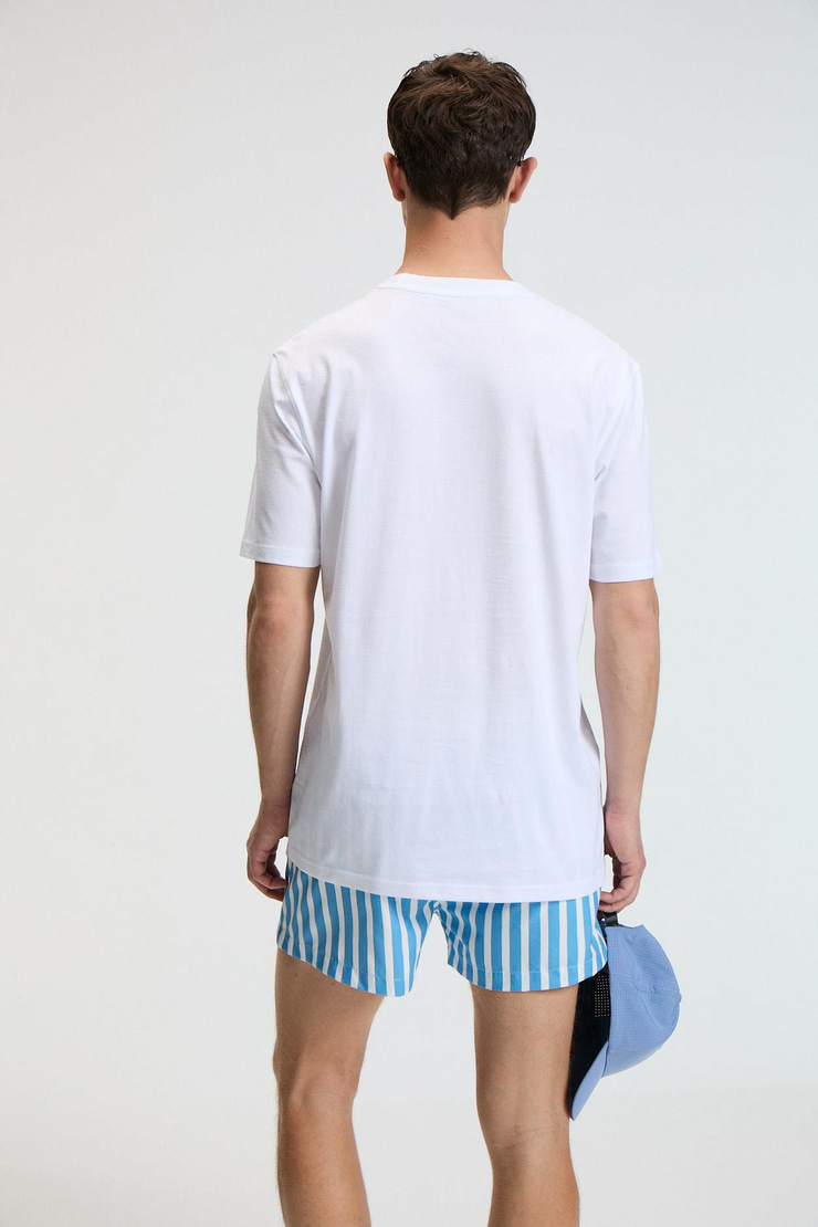 ZEST Erkek %100 Pamuk Oversize Fit Baskılı Kısa Kollu Yuvarlak Yakalı Beyaz T-Shirt