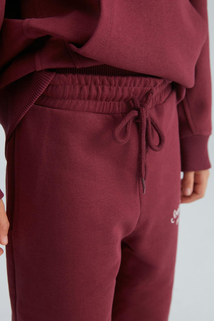 ZVONKO Erkek Çocuk %100m Pamuk Kapüşonlu Lastikli Bel Bordo Alt-Üst Takım