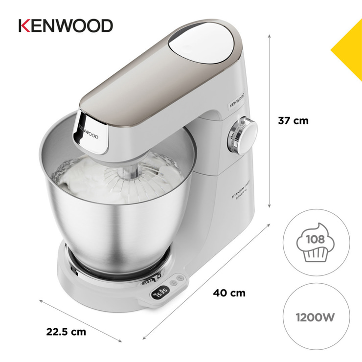 Kenwood Titanium Chef Baker XL Mutfak Şefi 7 Lt Geniş Hazne Beyaz KVL65.001WH + HFP50.000WH Airfryer Hediyeli