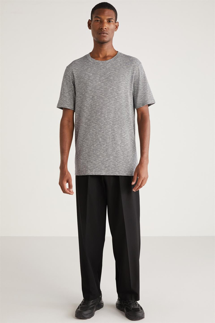 ABBOTT Basic Relaxed Gri Tekli T-Shirt