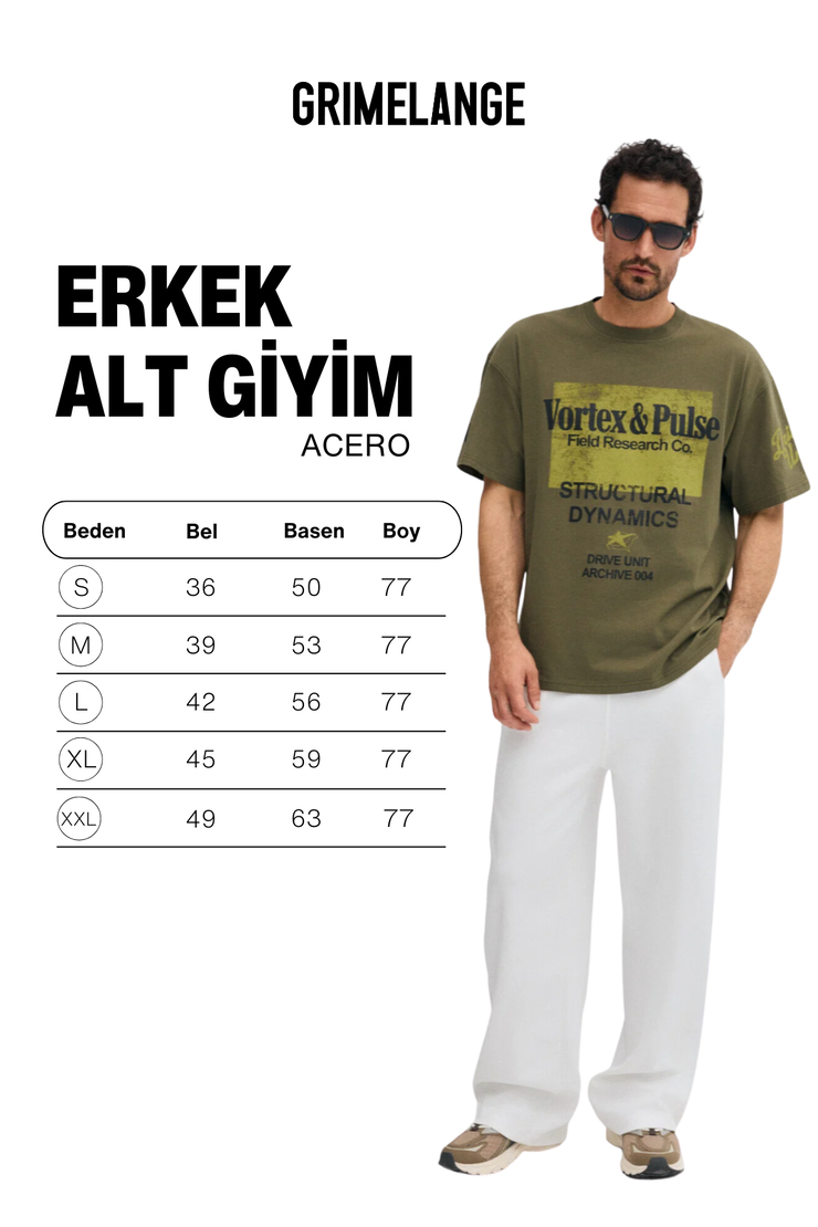 ACERO Erkek Organik Pamuklu Beli Lastikli Etiket Detaylı Beyaz Eşofman Altı