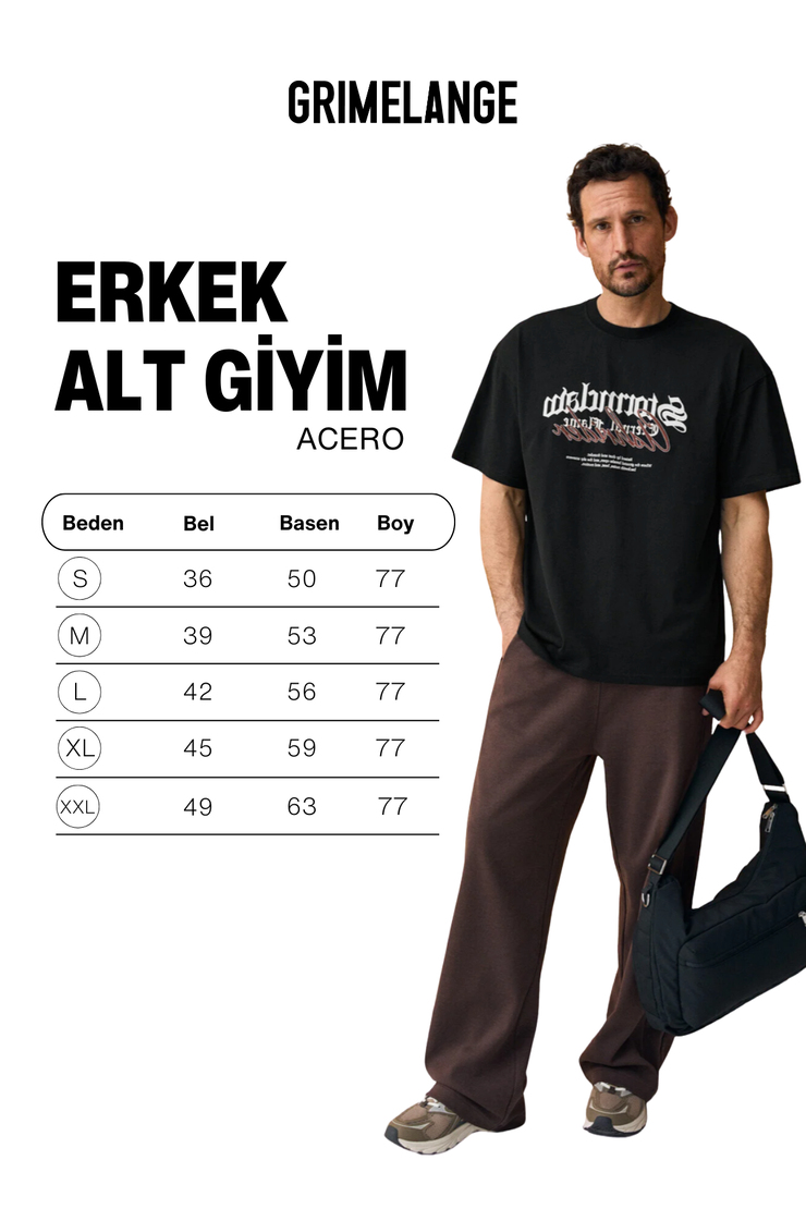 ACERO Erkek Organik Pamuklu Beli Lastikli Etiket Detaylı Kahverengi Eşofman Altı