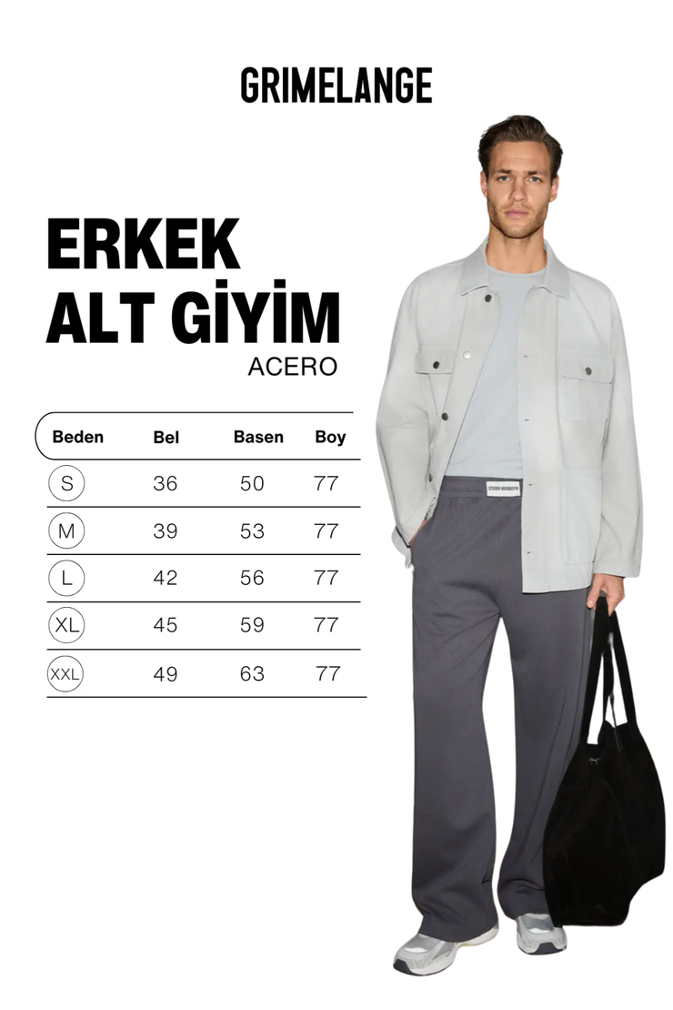 ACERO Erkek Organik Pamuklu Beli Lastikli Etiket Detaylı Gri Eşofman Altı
