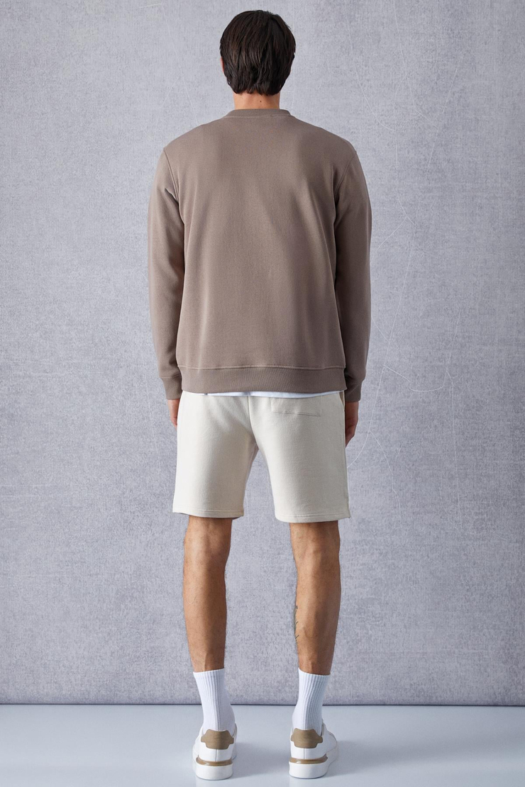 Adams Erkek Içi Polarlı Yumuşacık Organik Pamuklu Regular Fit Vizon Sweatshirt