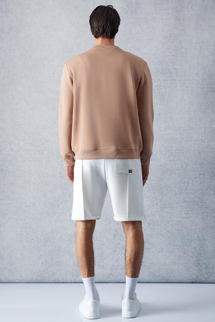 Adams Erkek Içi Polarlı Yumuşacık Organik Pamuklu Regular Fit Açık Kahverengi Sweatshirt