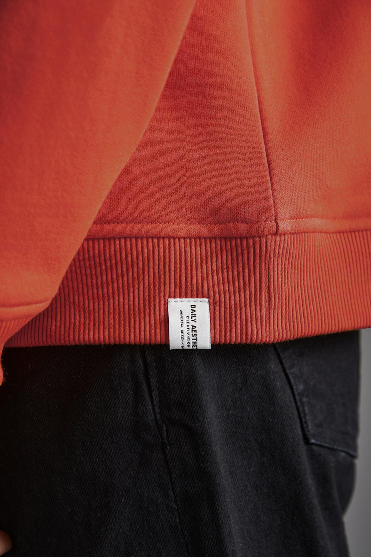 Adams Erkek Içi Polarlı Yumuşacık Organik Pamuklu Regular Fit Turuncu Sweatshirt