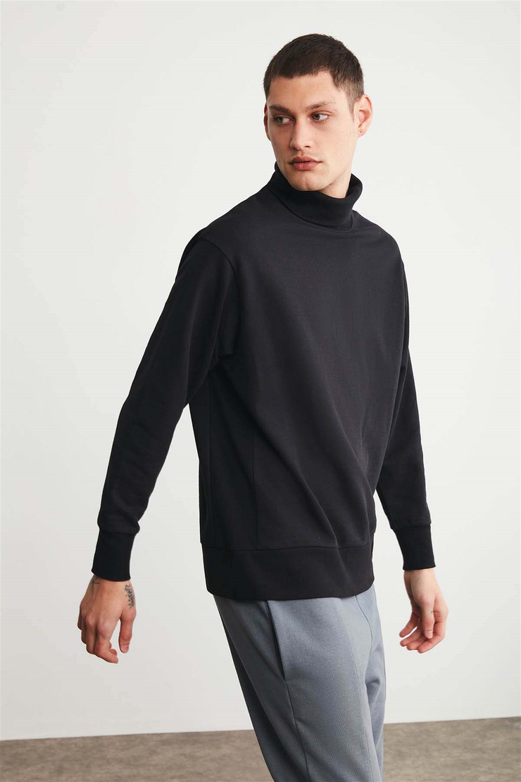 ADDIS Örme Comfort Fit Siyah  Sweatshirt
