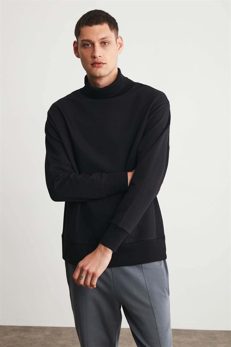 ADDIS Örme Comfort Fit Siyah  Sweatshirt