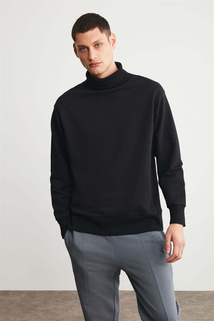 ADDIS Örme Comfort Fit Siyah  Sweatshirt