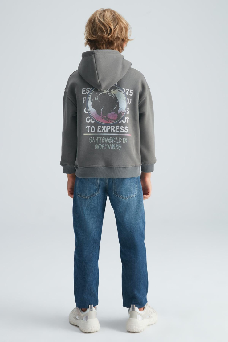 ADEM Basic Comfort Antrasit Tekli Sweatshirt