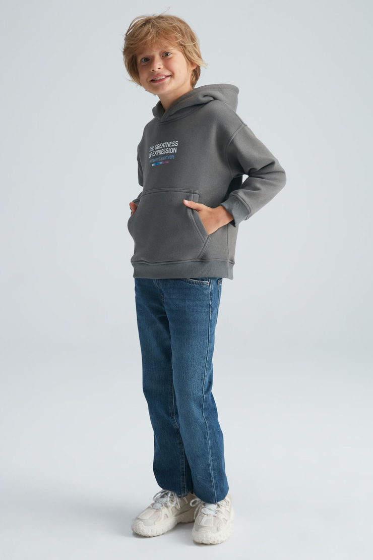 ADEM Basic Comfort Antrasit Tekli Sweatshirt