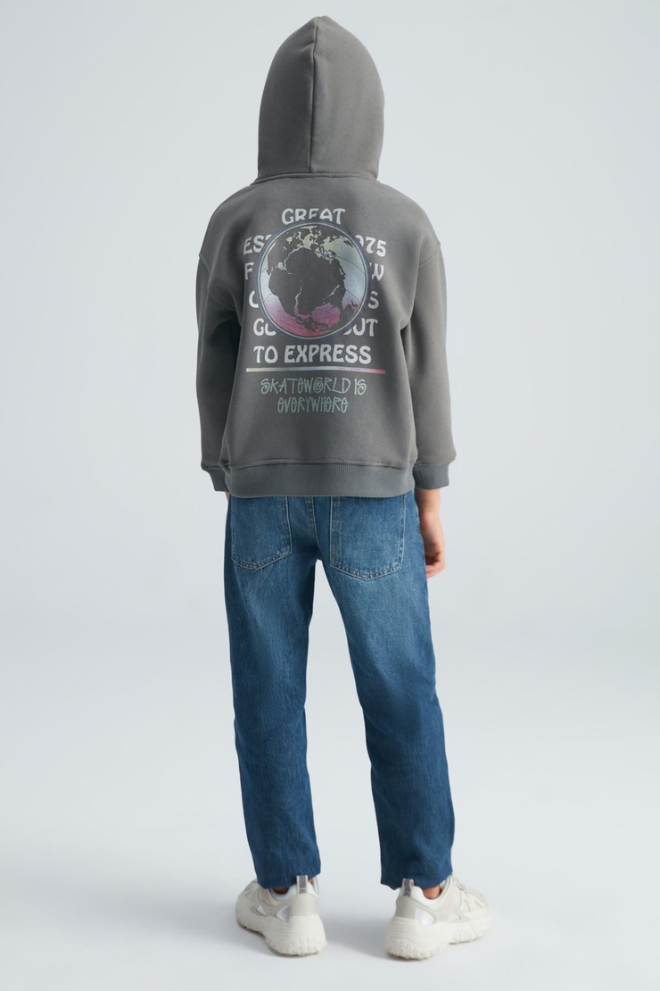 ADEM Basic Comfort Antrasit Tekli Sweatshirt