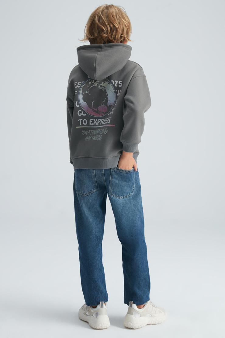 ADEM Basic Comfort Antrasit Tekli Sweatshirt
