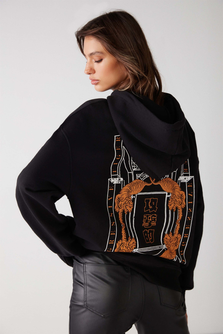 AGNESE Örme Oversize Siyah  Sweatshirt