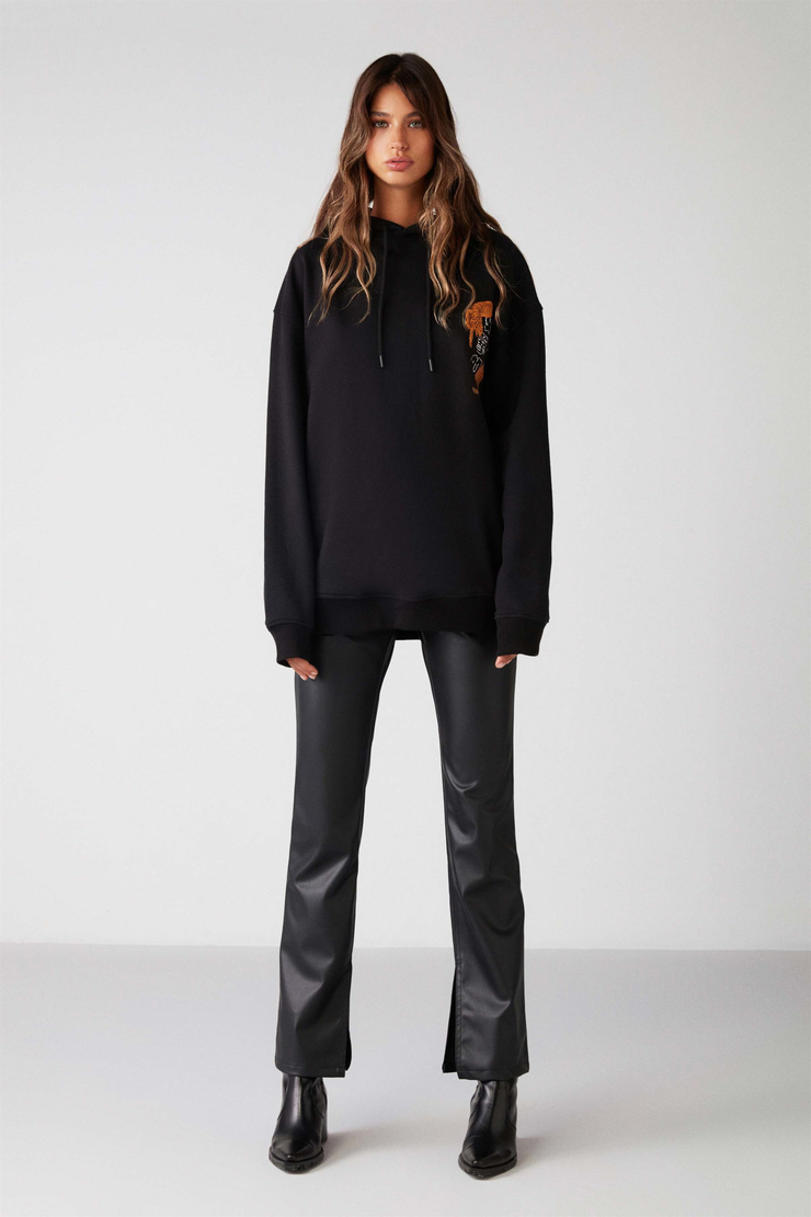 AGNESE Örme Oversize Siyah  Sweatshirt