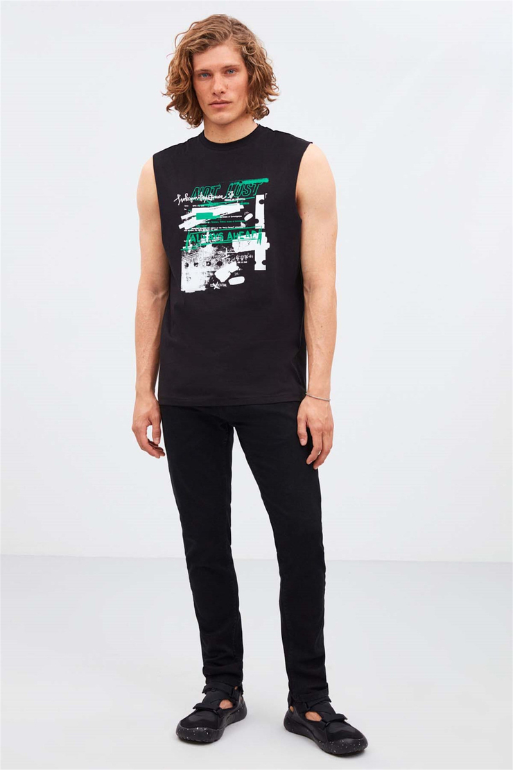 AHEAD Örme Relaxed Fit Siyah  T-Shirt