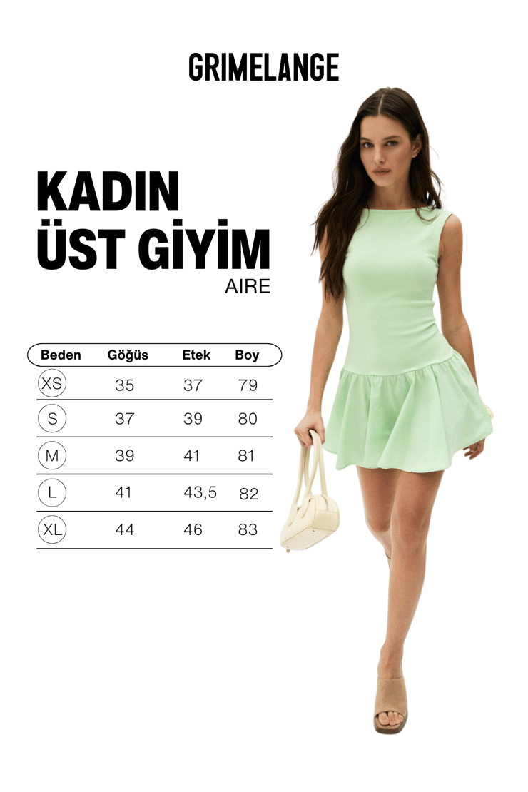 AIRE MINI Kadın Yumuşak Ve Esnek Kumaşlı Vücuda Oturan Kayık Yakalı Mini Mint Yeşil Elbise
