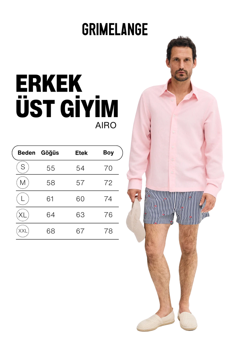 AIRO Erkek Yumuşak Ve İnce Modal Kumaşlı Düğmeli Rahat Kalıp Pembe Çizgili Gömlek