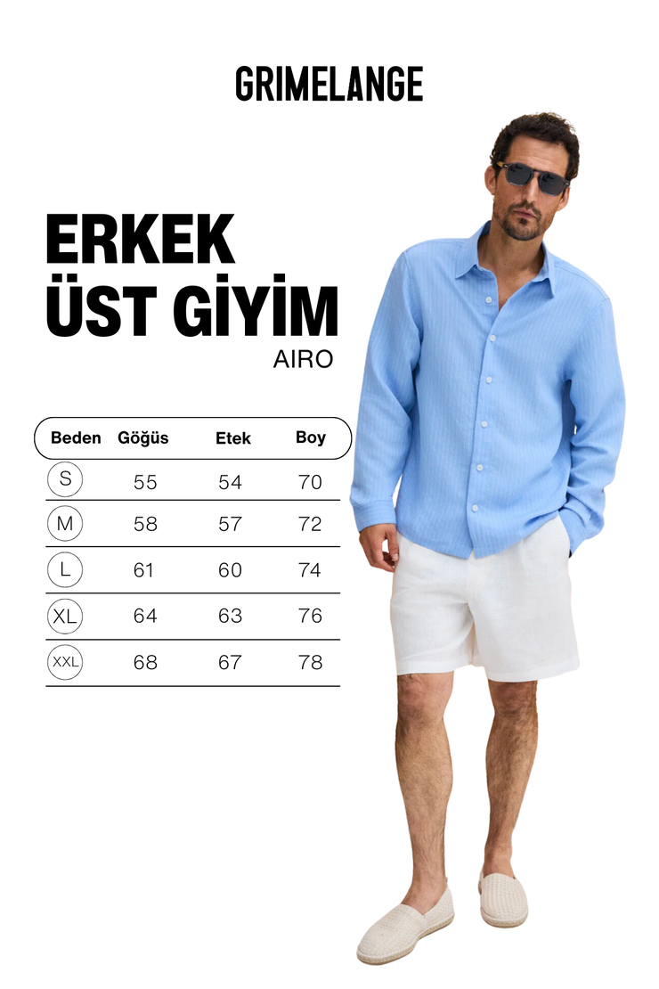 AIRO Erkek Yumuşak Ve İnce Modal Kumaşlı Düğmeli Rahat Kalıp Mavi Çizgili Gömlek