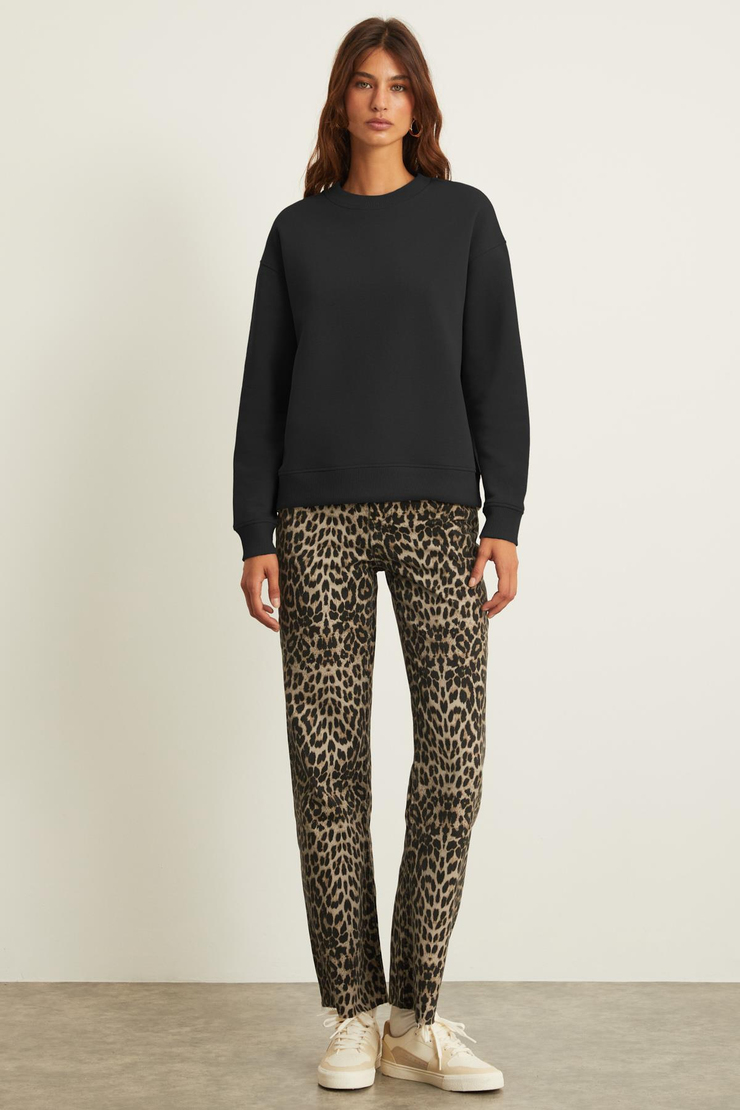AKSELI Relaxed Oversize Siyah Tekli Sweatshirt
