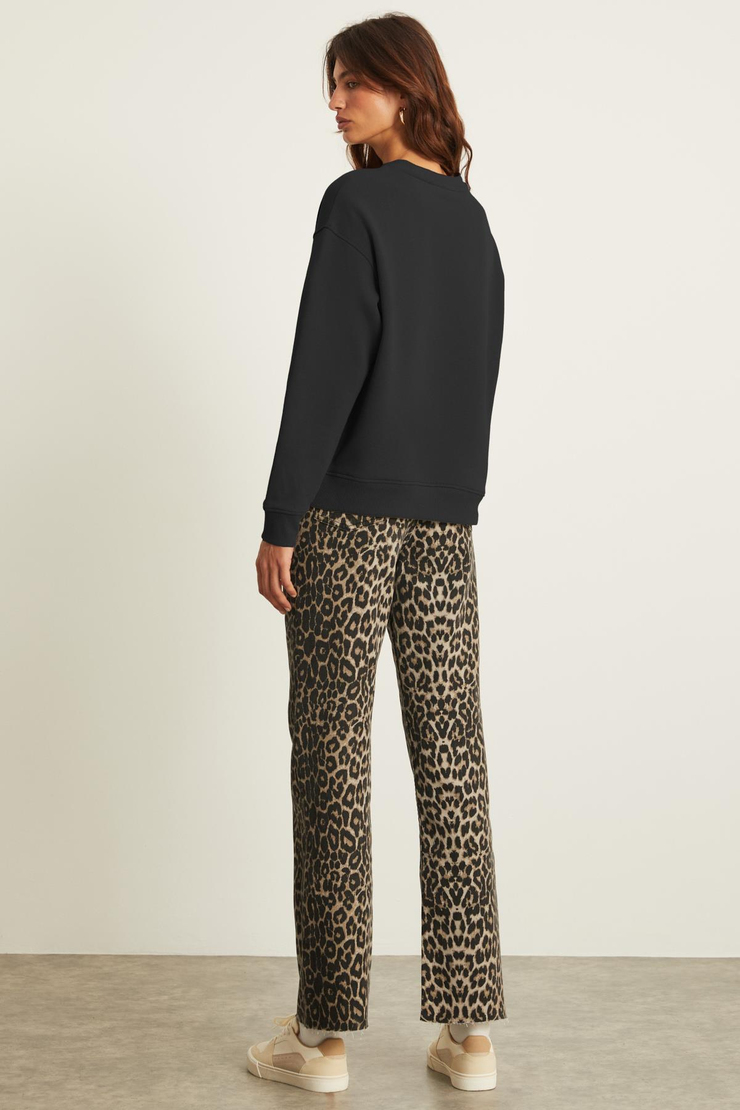 AKSELI Relaxed Oversize Siyah Tekli Sweatshirt