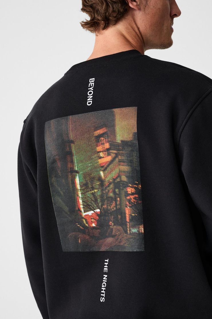 ALARIC Erkek Yuvarlak Yaka Önü Baskılı Regular Fit Antrasit Sweatshirt