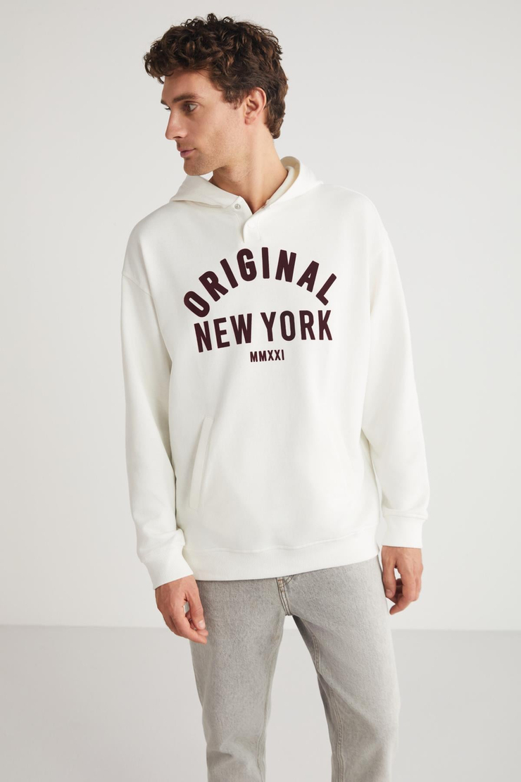 ALEKSI  Relaxed Ekru Tekli Sweatshirt