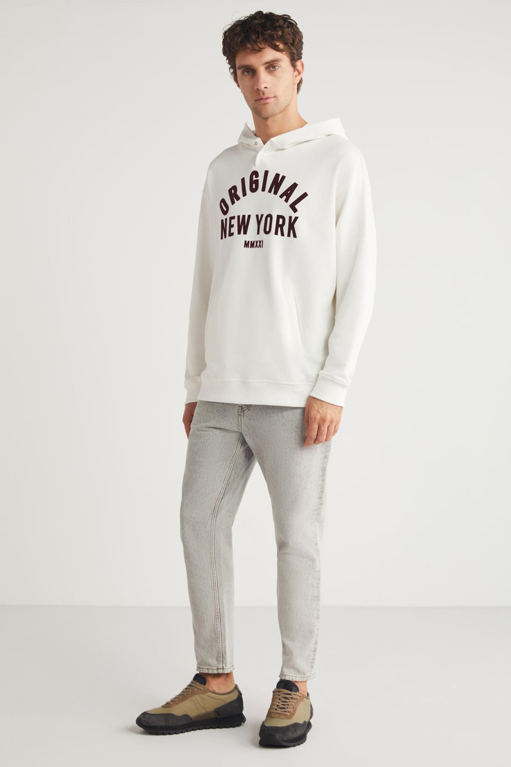 ALEKSI  Relaxed Ekru Tekli Sweatshirt