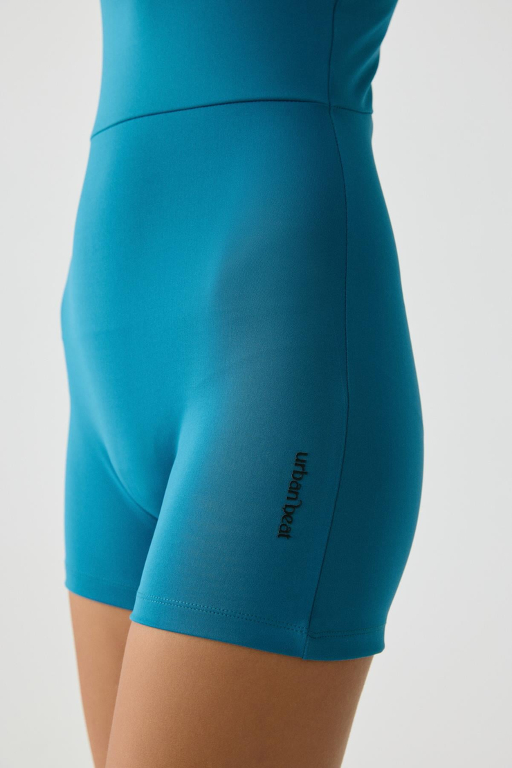 ALESIA Kadın Slim Fit İp Askılı Training Mavi Tulum