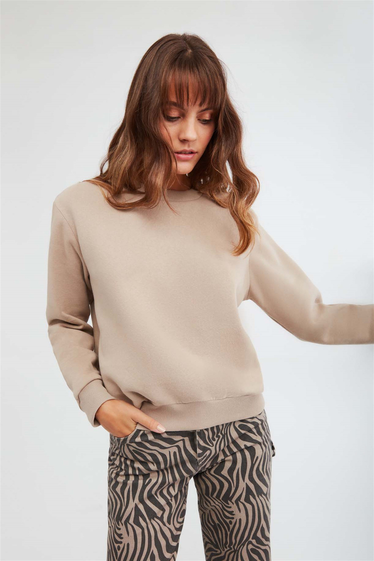 ALFA Örme Oversize Bej  Sweatshirt
