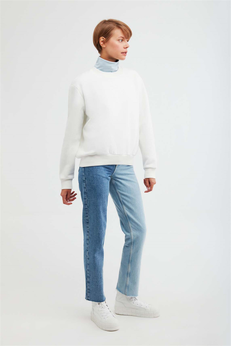 ALFA Örme Oversize Beyaz  Sweatshirt