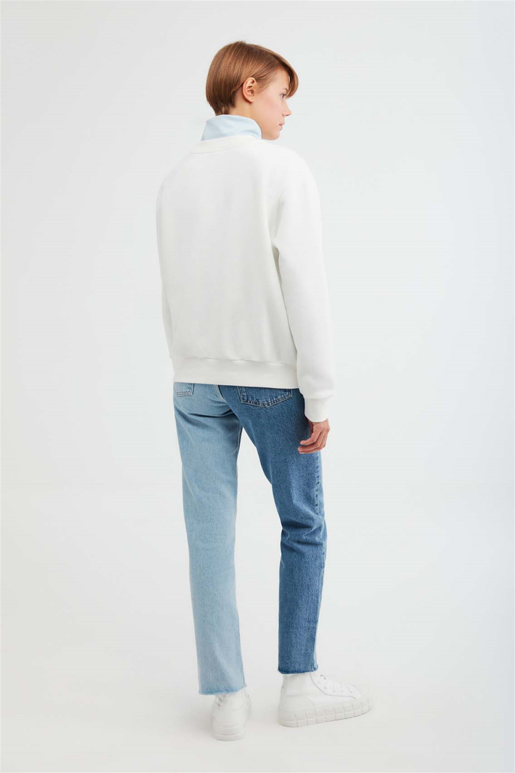 ALFA Örme Oversize Beyaz  Sweatshirt