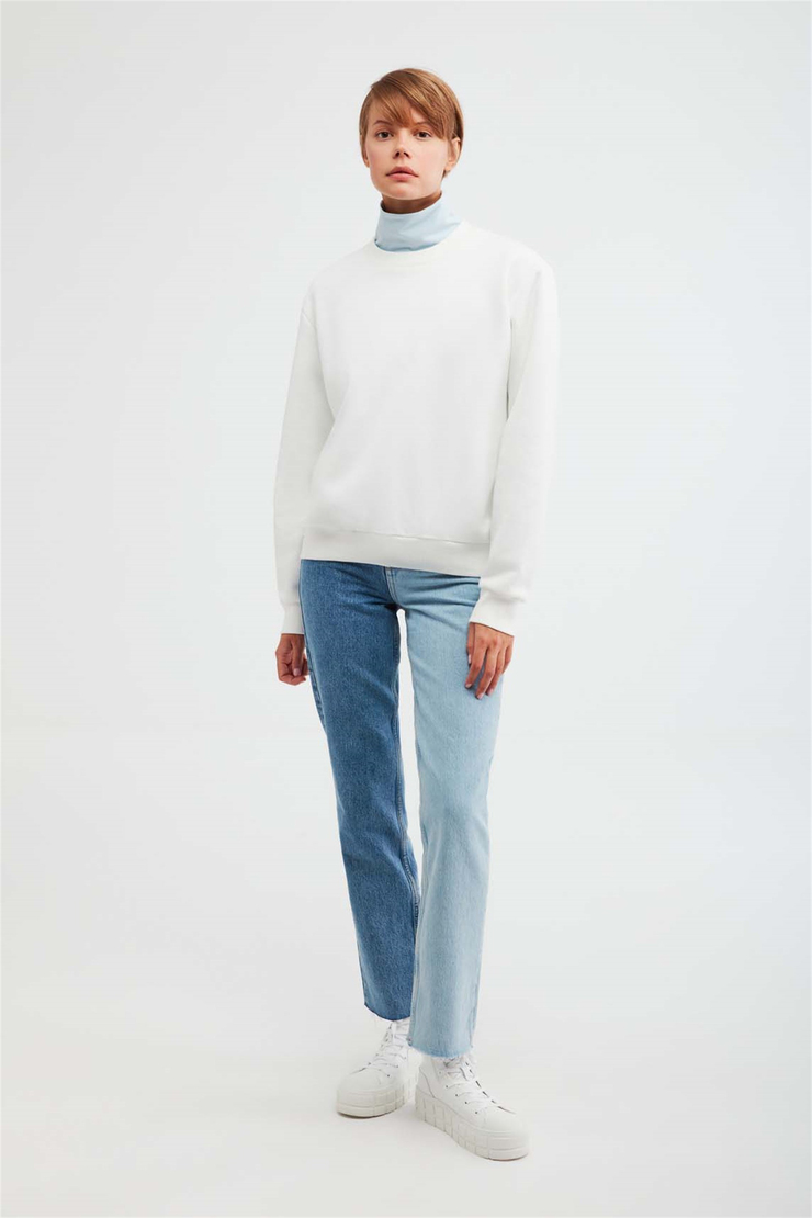 ALFA Örme Oversize Beyaz  Sweatshirt
