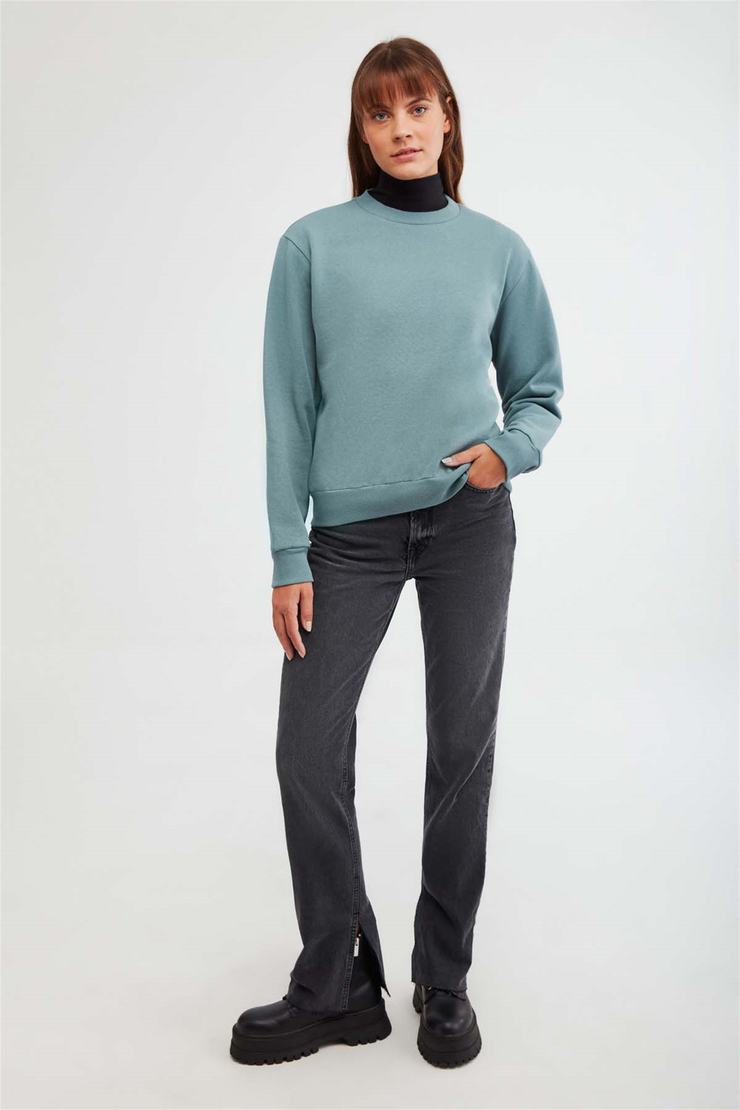 ALFA Örme Oversize Mint Yeşil  Sweatshirt