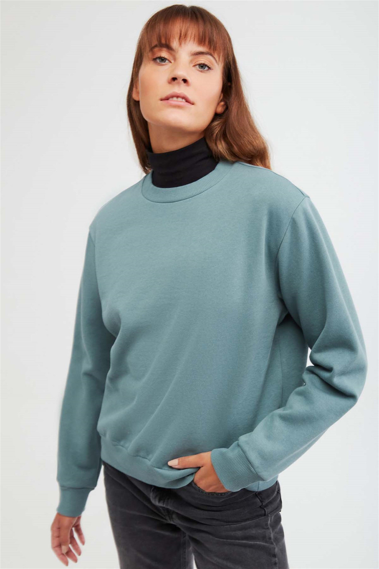 ALFA Örme Oversize Mint Yeşil  Sweatshirt